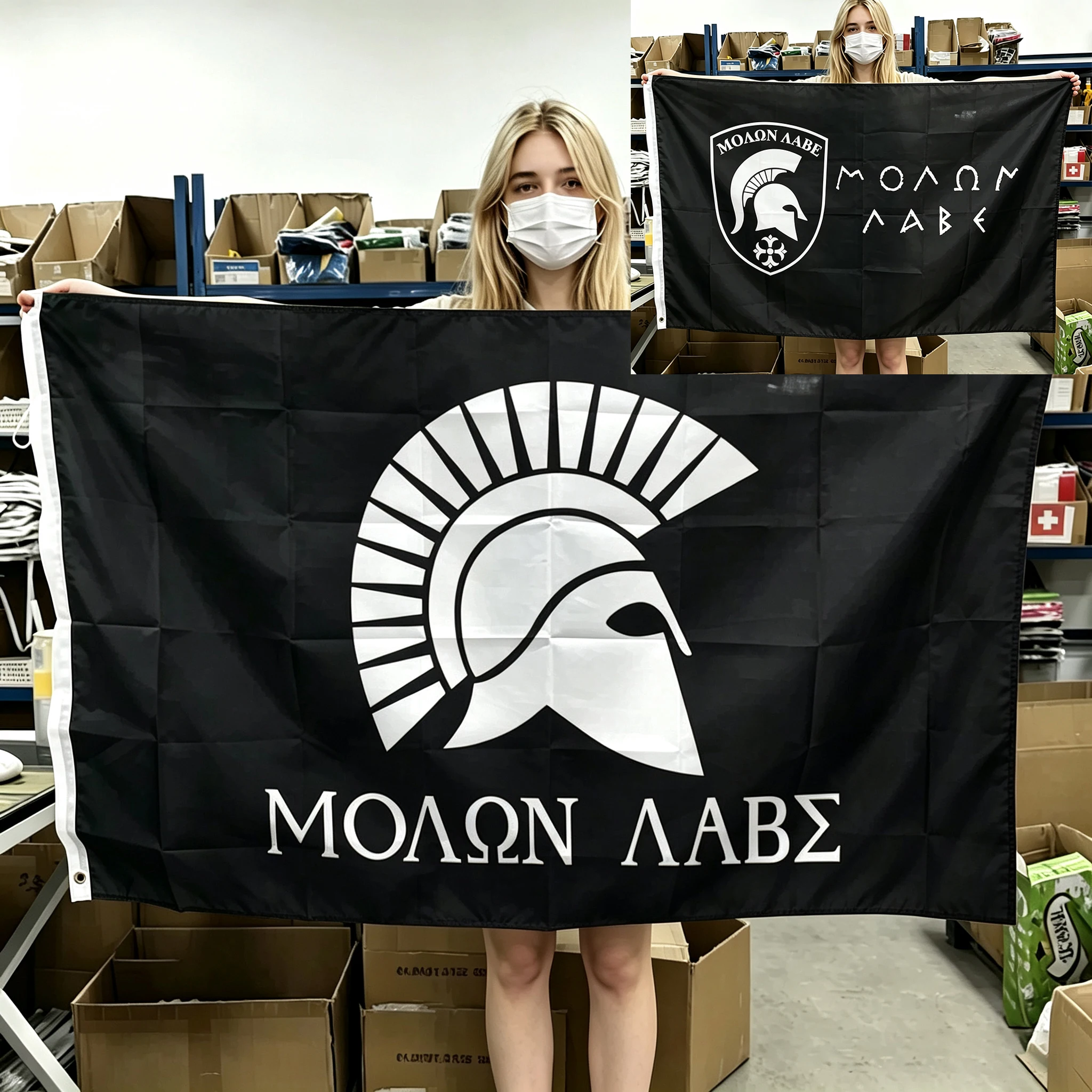 60x90cm 90x150cm 120x180cm Molon Labe Spartan Helmet Flag Ft Polyester Banner With Brass Grommets Tactical Patriotic Decor