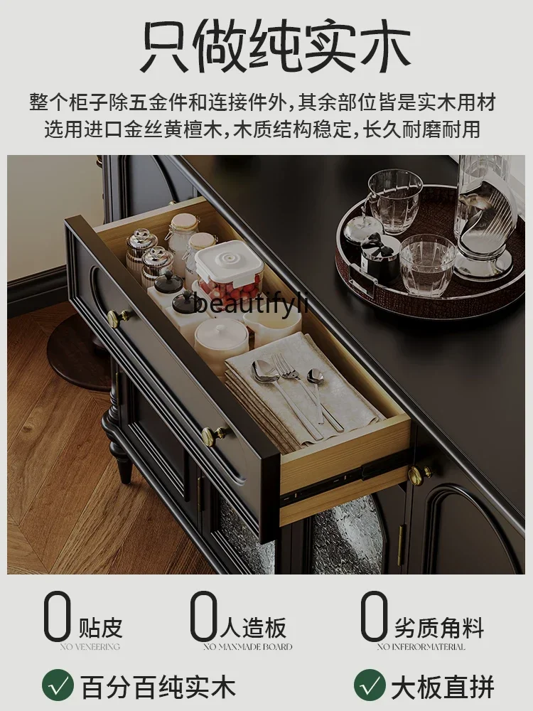 

ss K178 ss25 American retro dining side cabinet integrated against the wall Solid wood storage dining cabinet Tea cabinet Multif