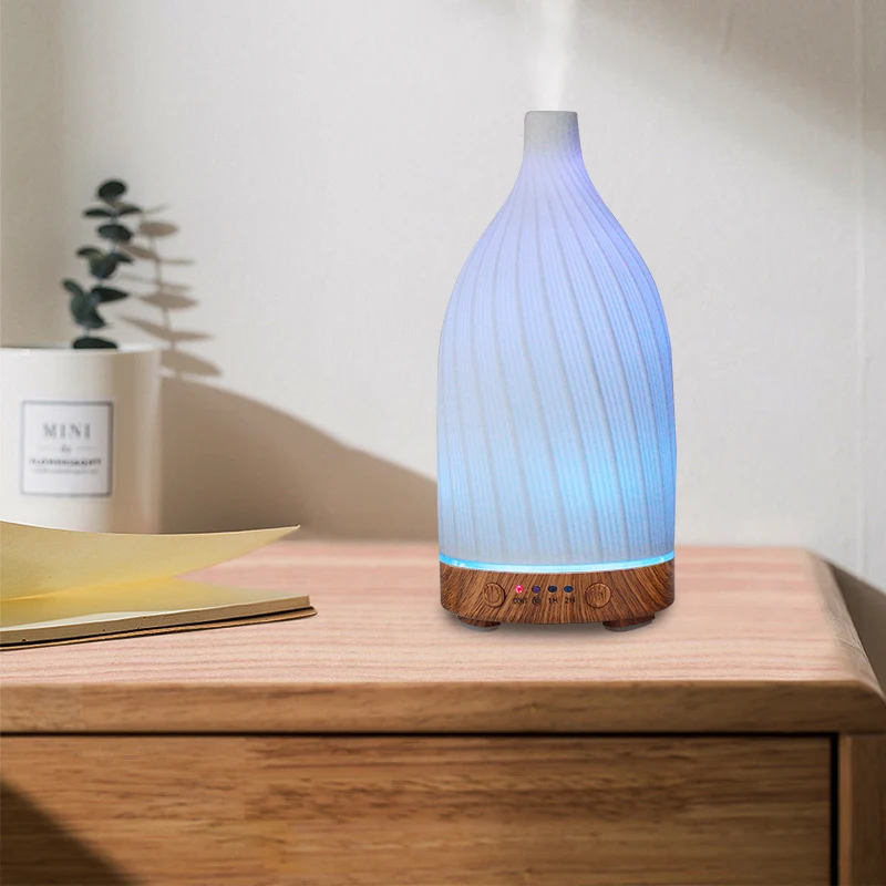 Essential Oil Diffuser White Ceramic Humidifier 100ml Timing with Night Light Auto Off Home Office Humidifier Scent Diffusers