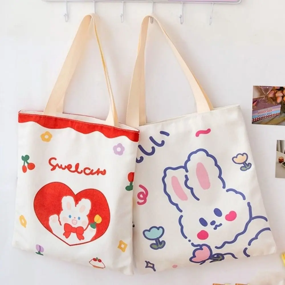 New Cartoon Female Canvas Bag Shoulder Bags Purses Handbags Double Sided Print