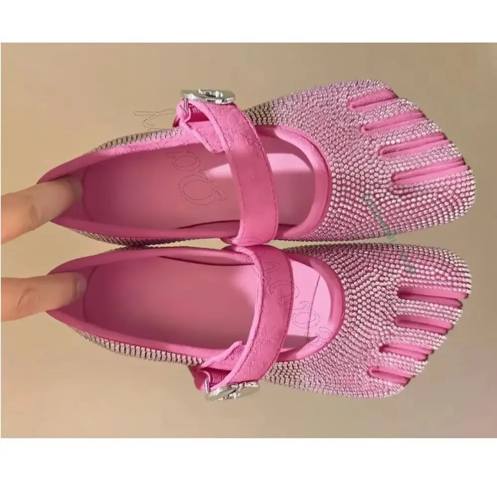 

Pink Crystal Decor Soft Pumps Five Fingered Band Decor Men's Dress Shoes Gentlemen Slip on Party Shoes Big Size 47 Sprig Autumn