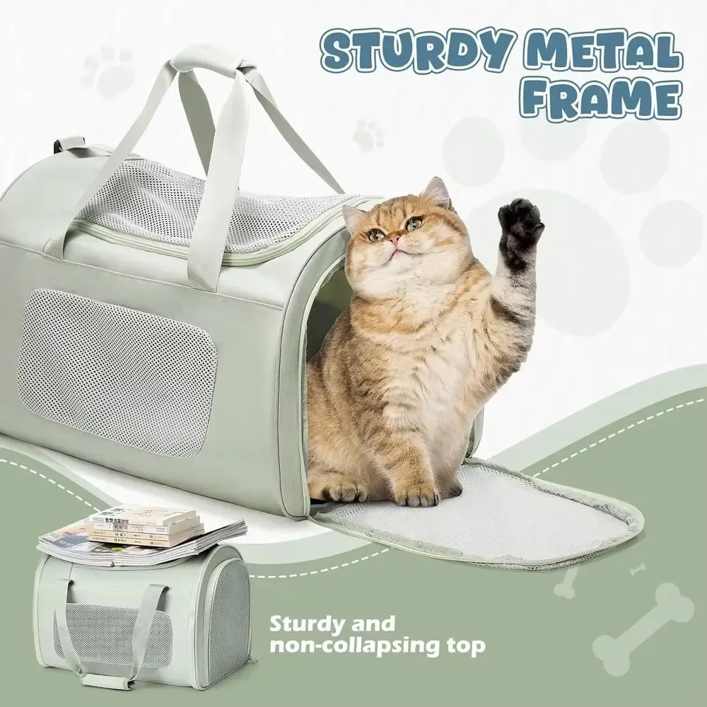 FurStarExtra-Large Cat Carrier Soft Sided Flight Approved, Mesh Pet Carrier For Travel Outdoors With Shoulder Straps, Cat Carrie