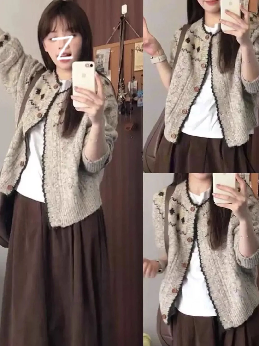 

Korean Sle Knitted Loose Slimming Open Cardigan Women's Spring Autumn Soft Sweater Outerwear Color Blo Design Top