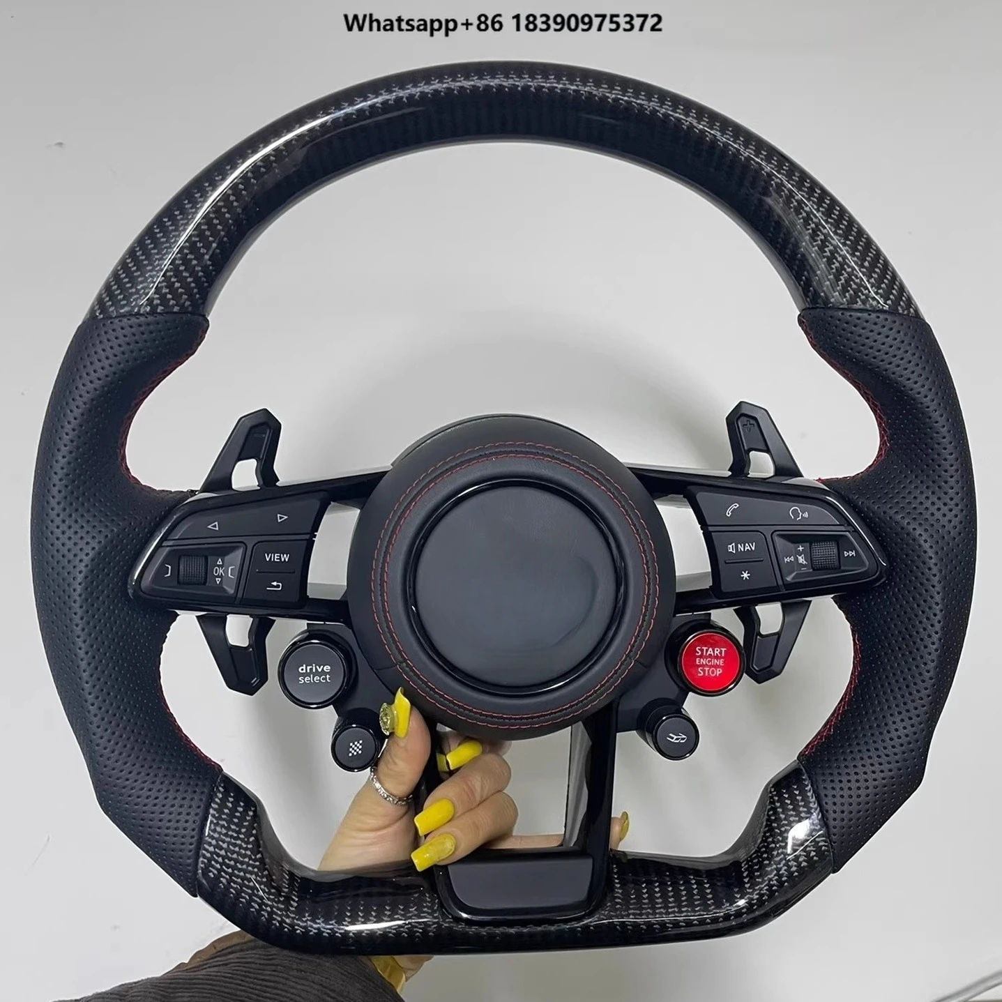 Full Carbon Fiber Car Steering Wheel for  Type 4S Black Samurai Edition with Custom Stitching Steering Wheel