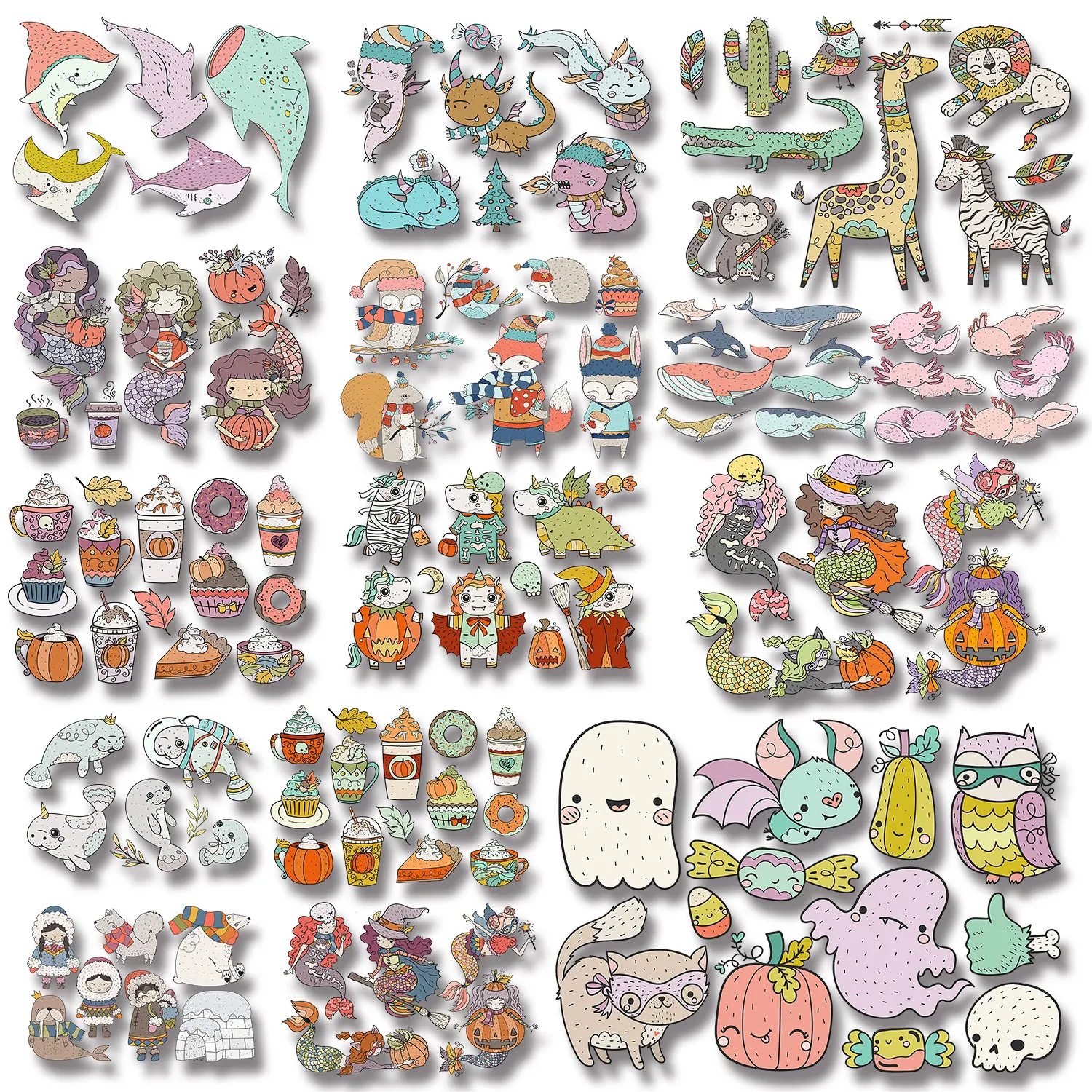 Small cute stickers Animals girls Cloth patches Thermal Transfers Decals Patch on Jackets bags socks pillow clothes