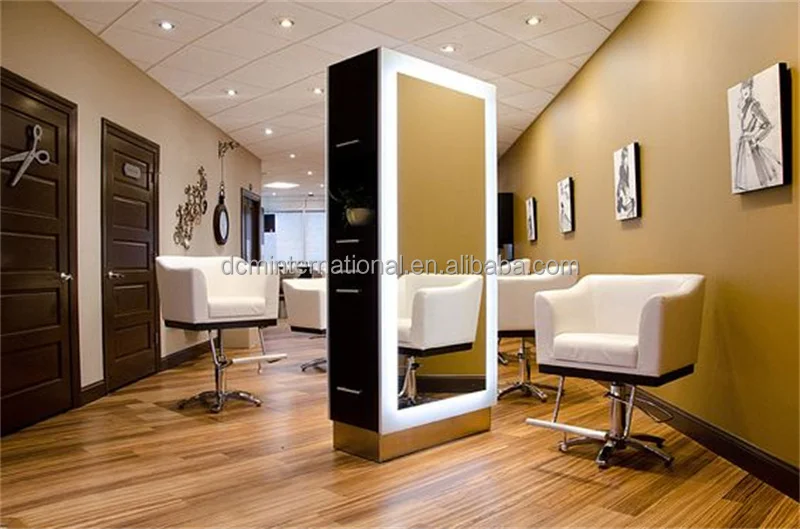 Friseursalonmöbel Spiegelstation mit Stauraum, doppelseitiger Friseurspiegel