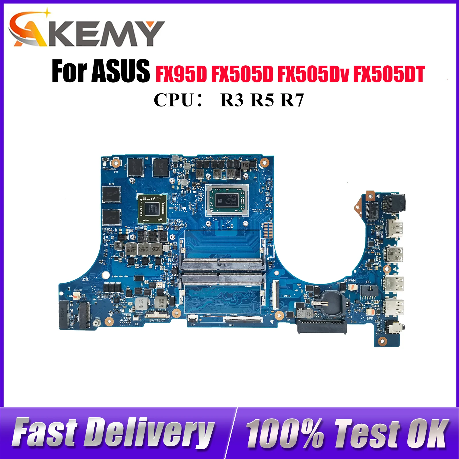 

Материнская плата FX505DY для ноутбука ASUS TUF Gaming FX505GD FX505D FX95D FX505GT FX505GE с процессором R3 R5 R7, тест ОК, быстрая доставка