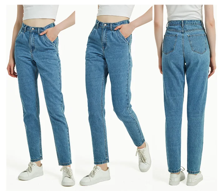 SnowflakeJeans para mujer, pantalones pitillo de pierna recta ajustados de talle alto, pantalones vaqueros lavados