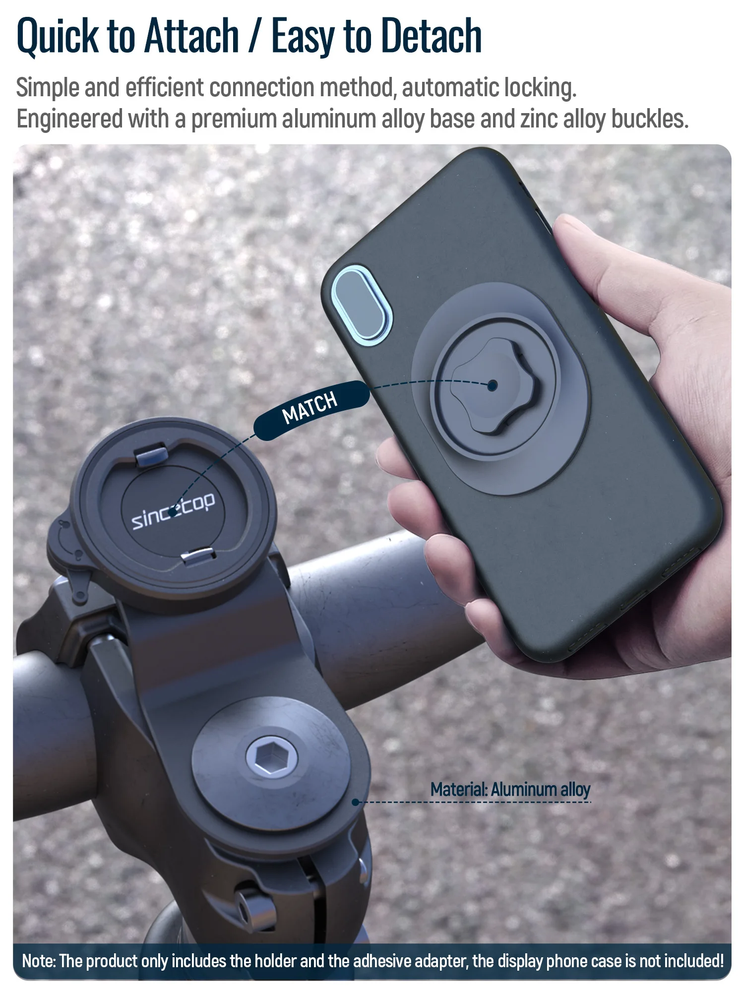 Bike Stem Phone Mount,Bicycle Phone Holder,Aluminum Handlebar Phone Cycling Clip Mountain/Road Bike Quick Lock Attach/Detach