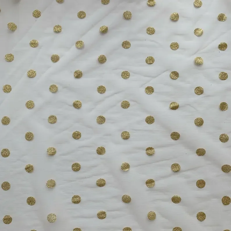 Exquisite Gold Polka Dot Lace Fabric gold dots soft Tulle Fabric For Girl Dress Tutu Dress Wedding Dress Bridal Veil 1 yards