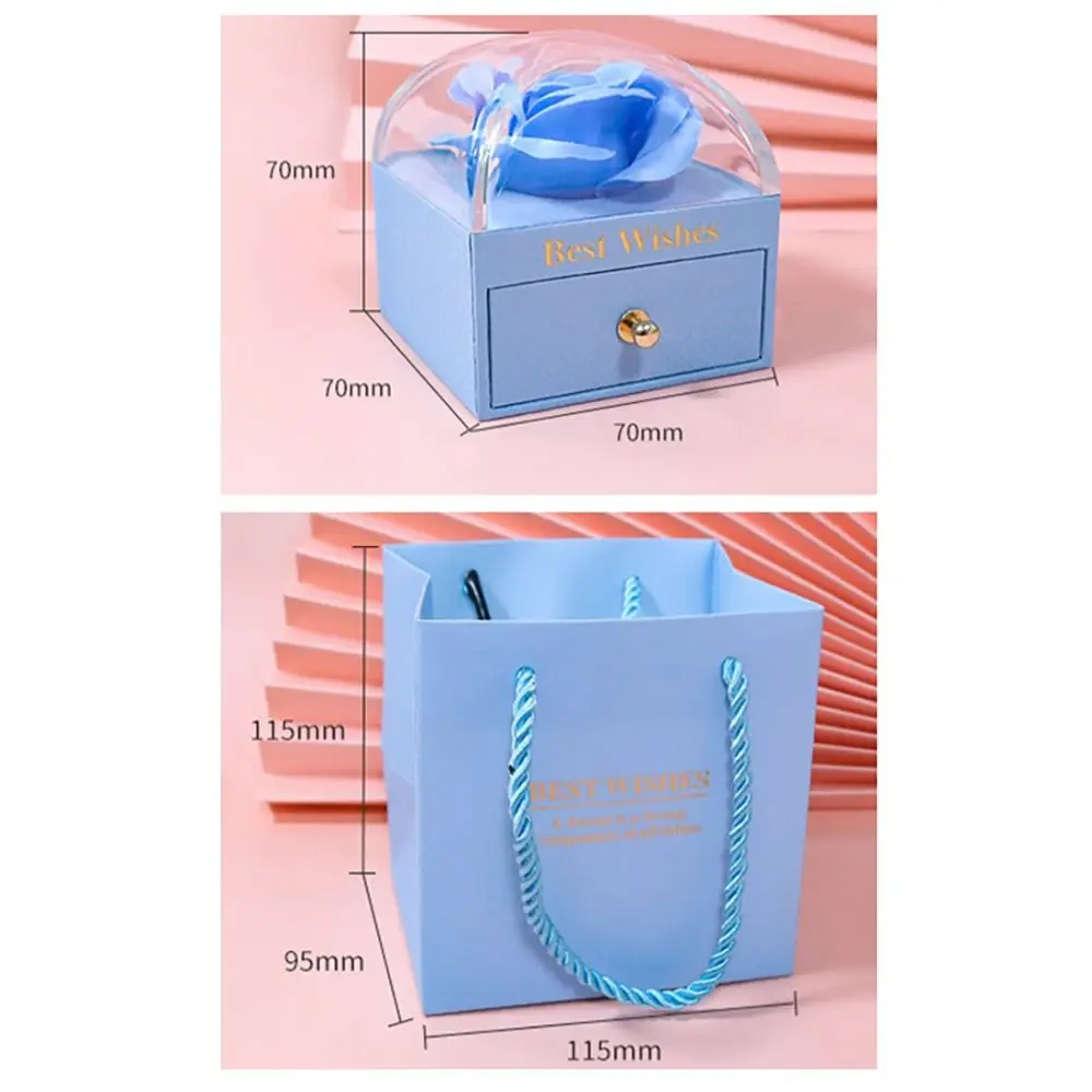 Paper Rose Jewelry Box Macaron Color Series Artificial Rose Decor Floral Gift Box Sponge Core Flower Shaped - view 6