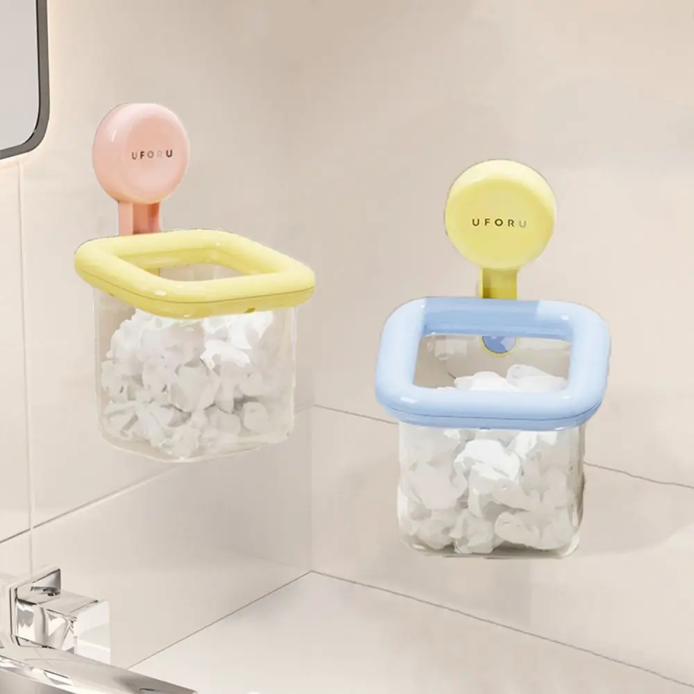 

Wall Mounted Suction Cup Storage Box Space Saving Waterproof Toothbrush Storage Case Moisture-proof Plastic Bathroom Shelf