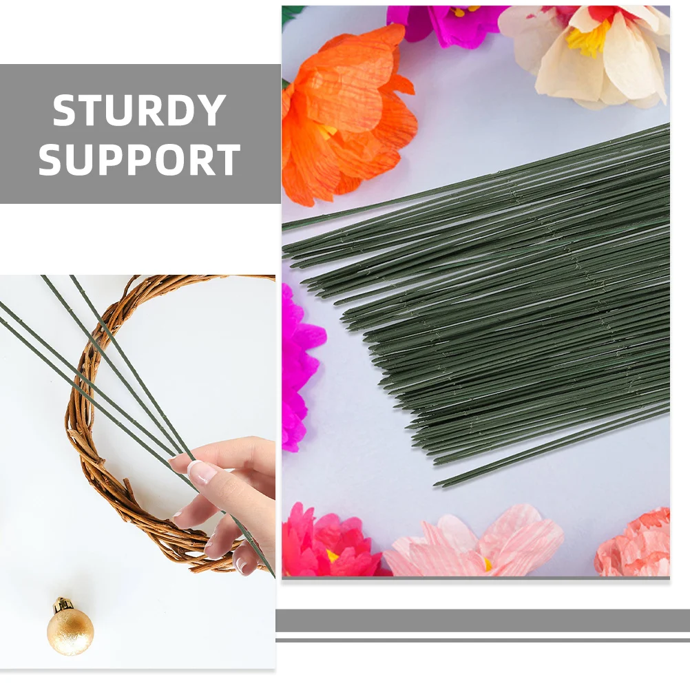

100pcs Green Floral Stem Wire Flexible Iron Stems For Diy Flower Arrangement Realistic Artificial Plant Craft Supplies Green