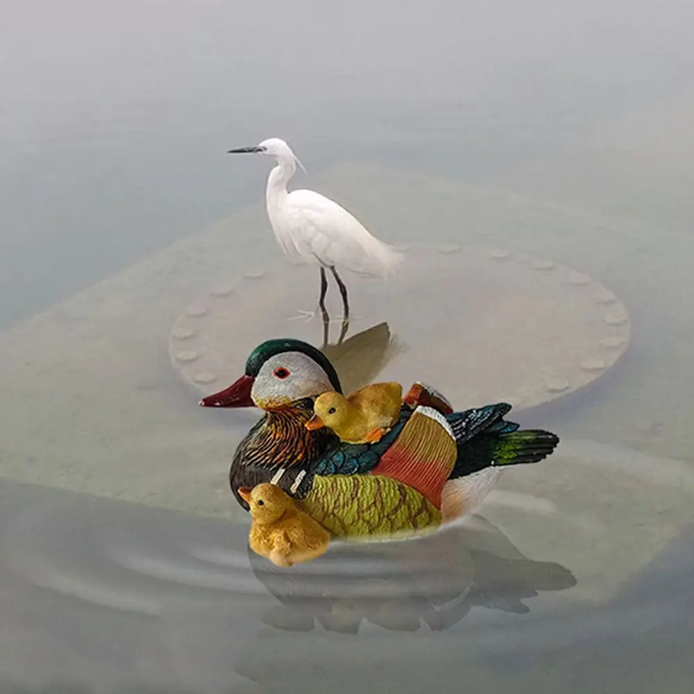 

Creative Realistic Mandarin Duck Statue Floating Resin Swan Sculpture Cute Artificial Duck Statue Fish Tank