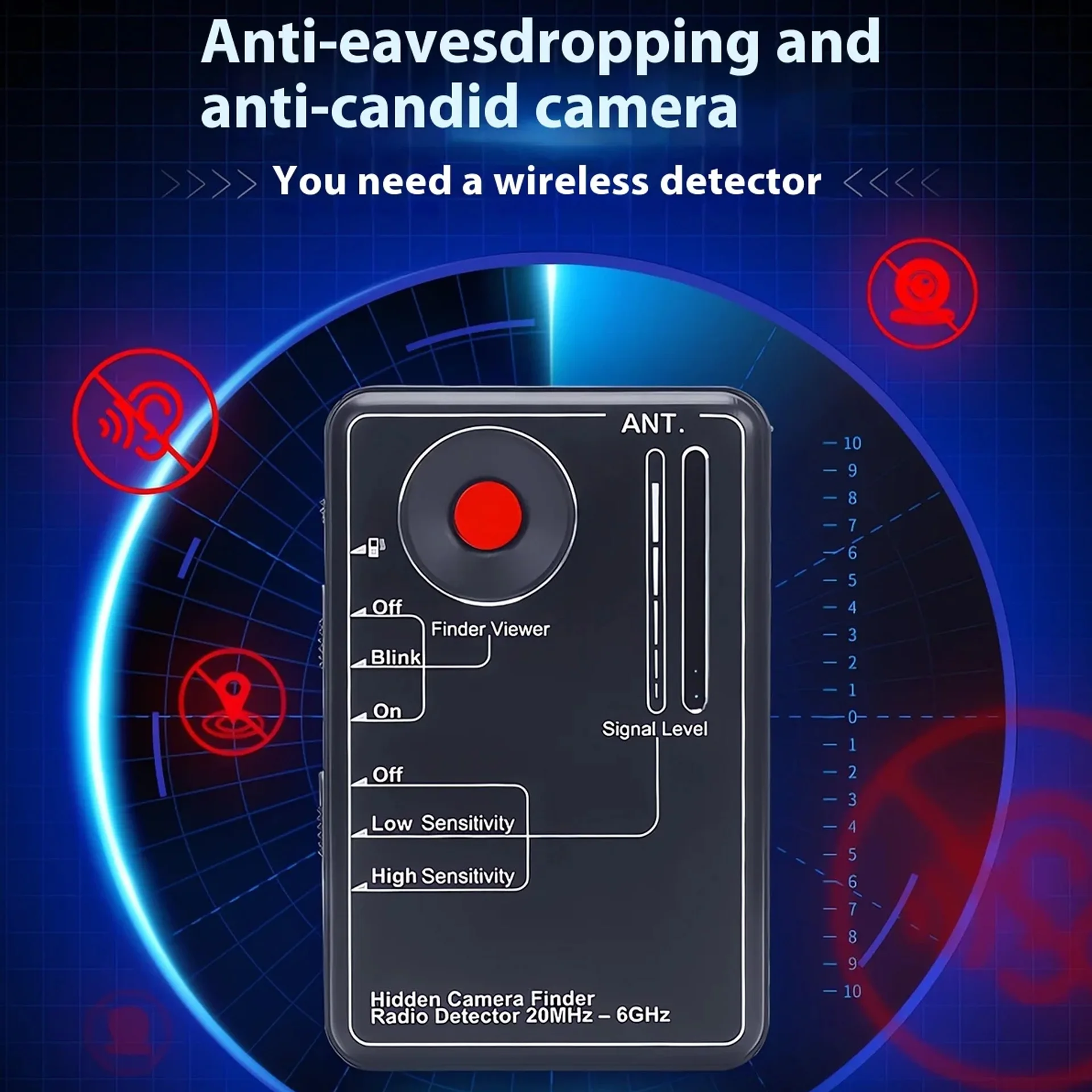 Mini Bug Hidden Camera Detector Anti eavesdropping intelligent detector listening monitoring GPS positioning scanner Hacking