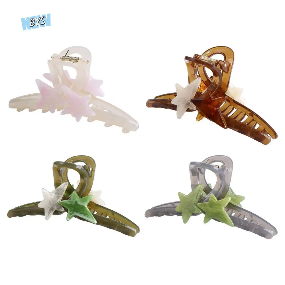 

Sweet Hair Clip Shark Clip Girls Large Grab Clip Korean Style Headwear Plastic Hair Claw Star Hair Clip Female Hair Accessories