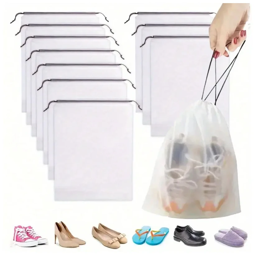 5/10/20 pçs portátil sapato cordão eco saco de armazenamento para artigos diversos saco de maquiagem de viagem à prova dwaterproof água saco de armazenamento de plástico transparente