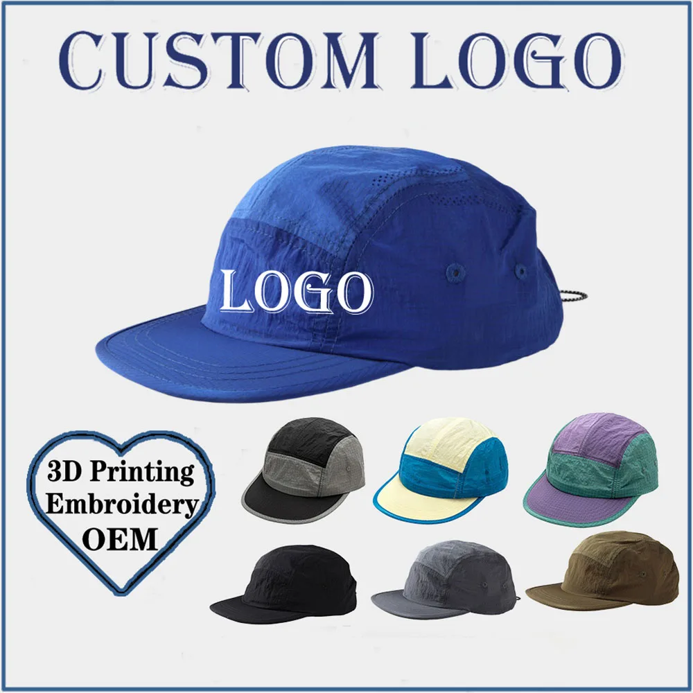 Ultra-Thin Lightweight Quick-Drying Baseball Cap Custom Logo Marathon Soft Top Cap Breathable Waterproof 5-Panel Sun Visor Cap