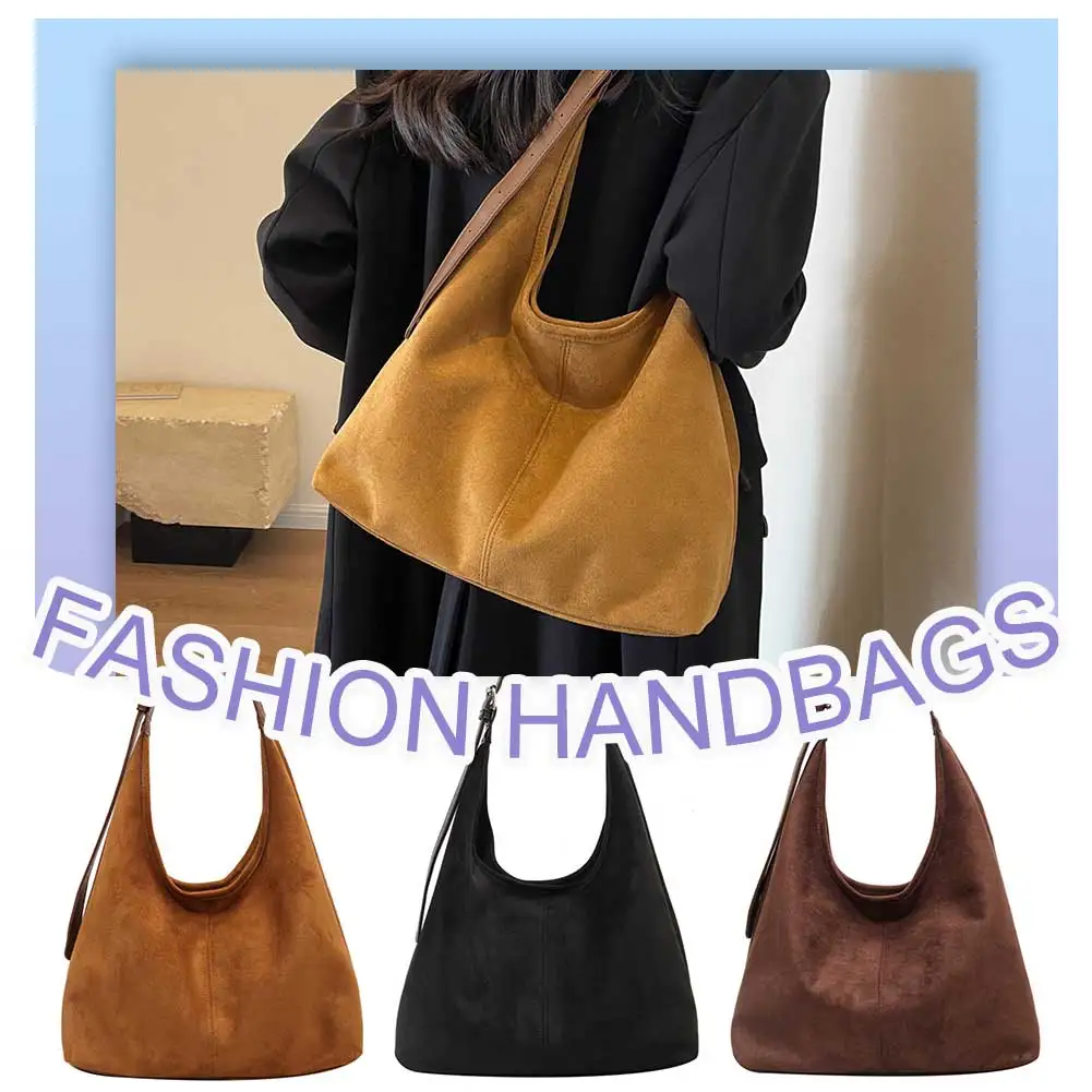 

Women Suede Shoulder Bag Stylish Crossbody Bag Large Capacity Top Handle Bag Adjustable Strap Chic Hobo Bag Daily Commuting Bag