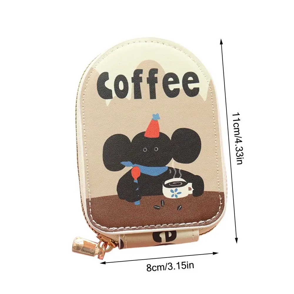 Carteira de zíper curto multi-slot criativa, bolsa de café, bolsa de cartão de alta capacidade, mulher e menina