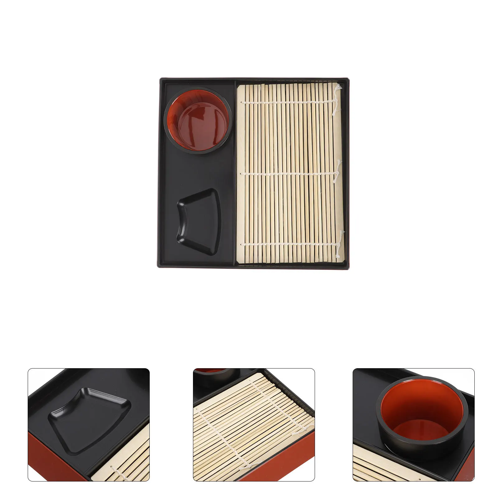 

1Set Japanese Soba Udon Noodles Dish Square Plate Bamboo Mat Easy Clean Reusable Traditional Style Restaurant Feeling