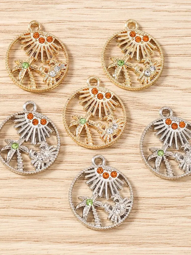 Tusember 10 Stück Exquisite Sommer-Strand-Sand-Kokosnuss-Sonnen-Krabben-Anhänger für süße Ohrringe, Schmuckherstellung und Accessoires – Detail 2