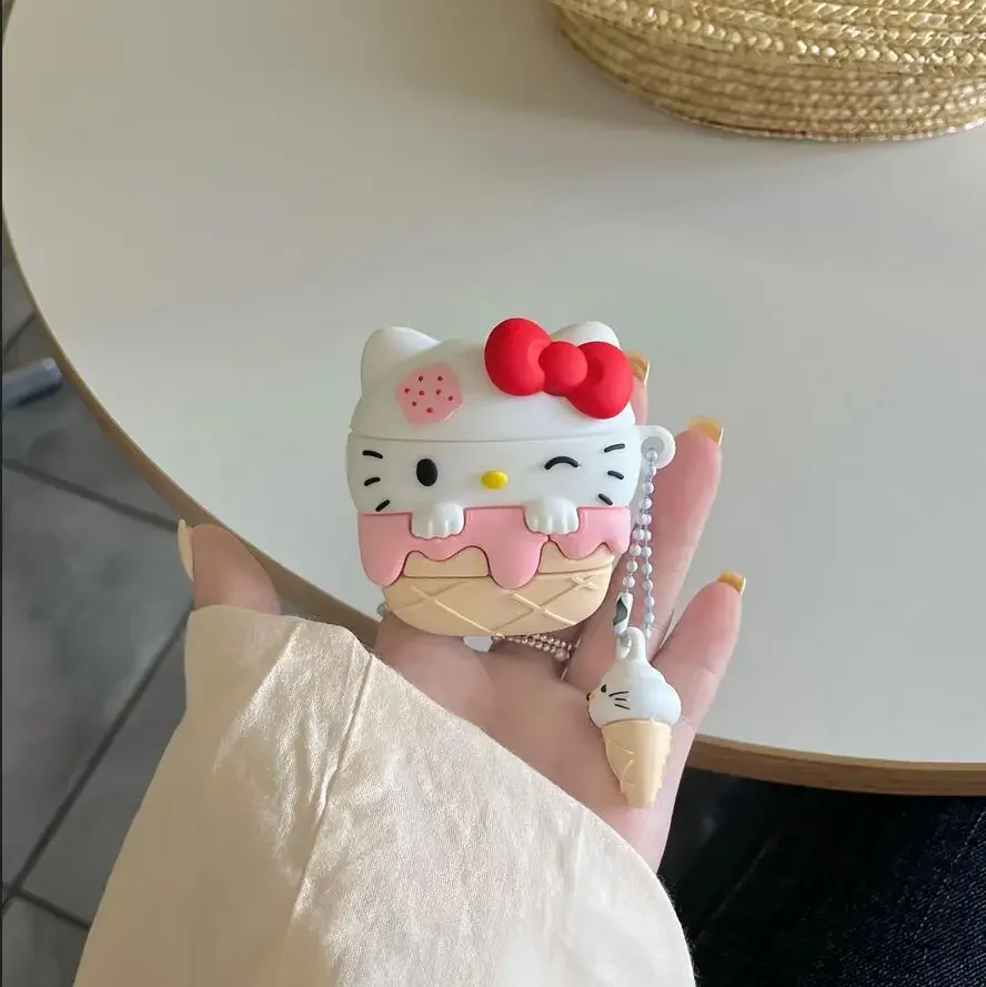 Hello Kitty Ice Cream For Airpods Pro 2 Case,Shockproof Protective Earphone Silicone Cover For Airpods Pro Case Girl Women Funda