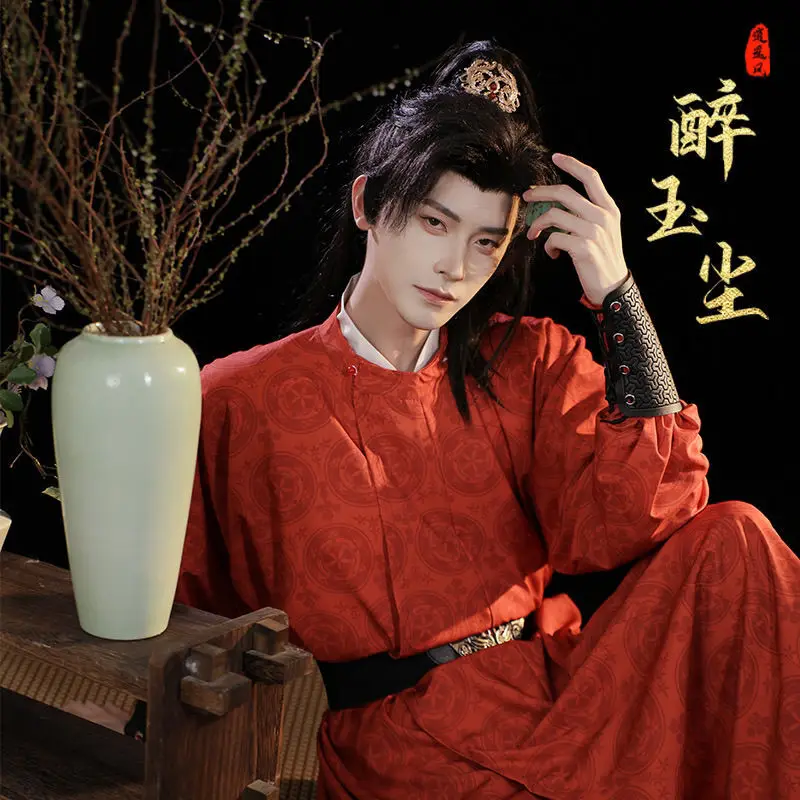 3 Buah Kostum Jubah Sutra Tiongkok Hanfu Pria Dinasti Tang Jubah Kerah Bulat Panjang Kuno Set Hanfu Tari Etnik Antik Pria Wanita