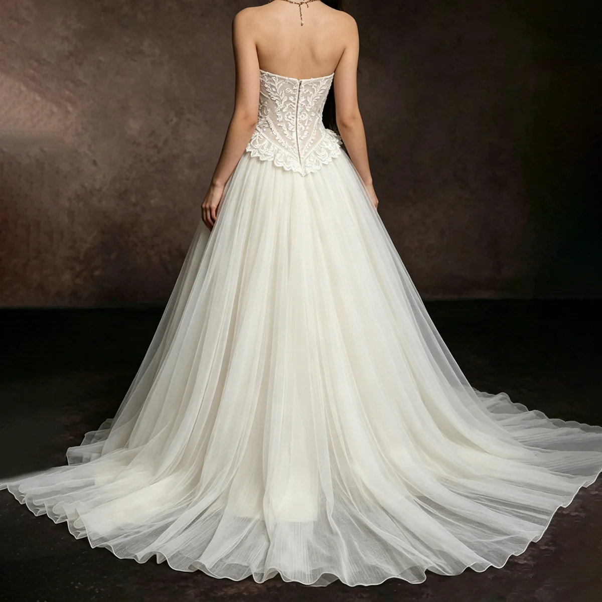 Customized Elegant Charming Lace Corset Drop Waist Sweetheart Bridal Gown Tulle Puffy Two Pieces Princess Luxury Wedding Dresses