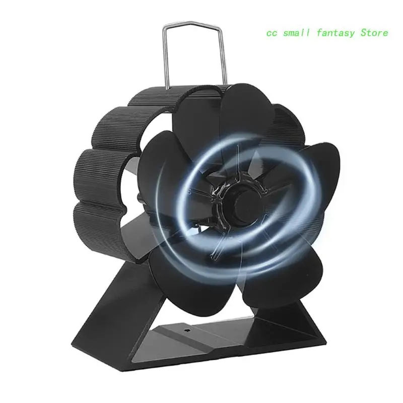 5 Black Stove Fan Aluminum Alloy Silent Efficient Heat Distribution Fireplace Fan Log Fireplace Heating Fan