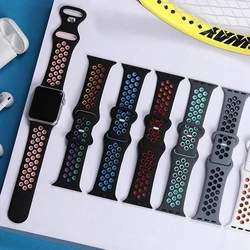 Silicone Strap For Apple Watch band 44mm 40mm 41mm 45mm 42mm 38 49mm breathable bracelet correa iWatch series 8 7 se 5 6 4 ultra