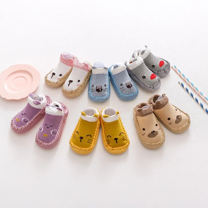 Spring Autumn Newborn Baby Socks With Rubber Soles Infant Baby Girls Boys Shoes Baby Floor Socks Anti Slip Soft Sole Sock 0-24M