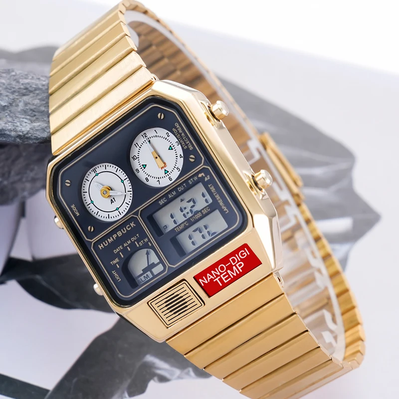 Электронный Секундомер HUMPBUCK, часы с хронографом для мужчин, водонепроницаемые спортивные часы с многофункциональностью