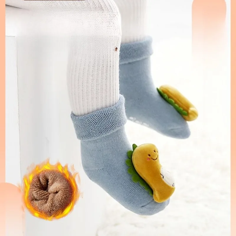 Newborn Baby Indoor Thickened Pile Cotton Socks 0-3 Years Winter Warmth Unisex Anti Slip