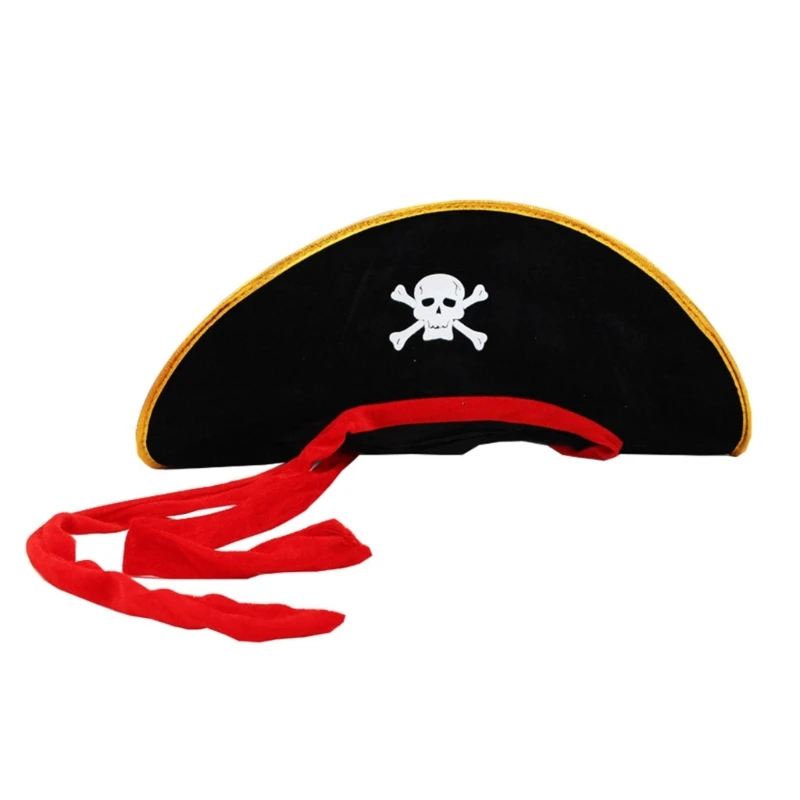 Halloween Tricorn Hat delikatne czarne kapelusze Tricorn Buccaneer kostium kapelusz dorośli przebranie na karnawał pirackie