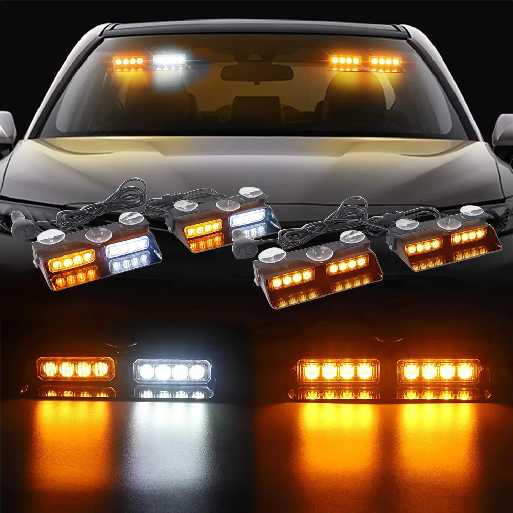

12V 2 in 1 Car Emergency Dash Strobe Lights Windshield Interior Warning Flashing Lights for Construction Vehicles, Trucks
