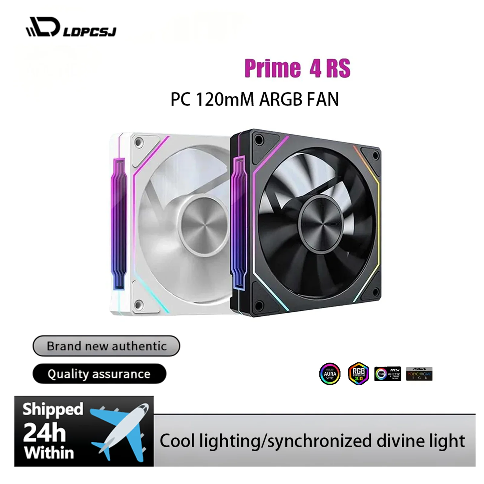 LDPCSJ 프리즘 4RS 12cm ARGB 저소음 쿨링 컴퓨터 케이스 팬, 4핀 PWM 방식, 강력한 풍량, 12V RGB 동기화 기능, 게이밍 PC용