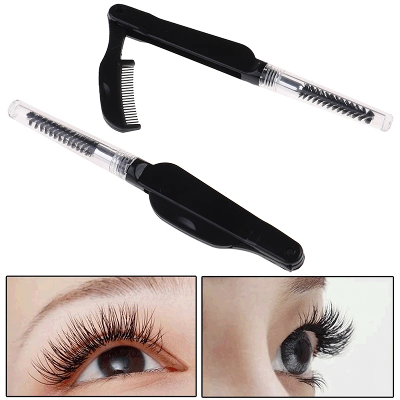 1Pc Draagbare Opvouwbare Wimper Kam Roestvrij Staal Tanden Lash Kam Krultang Wenkbrauw Borstel Mascara Separator Wenkbrauw