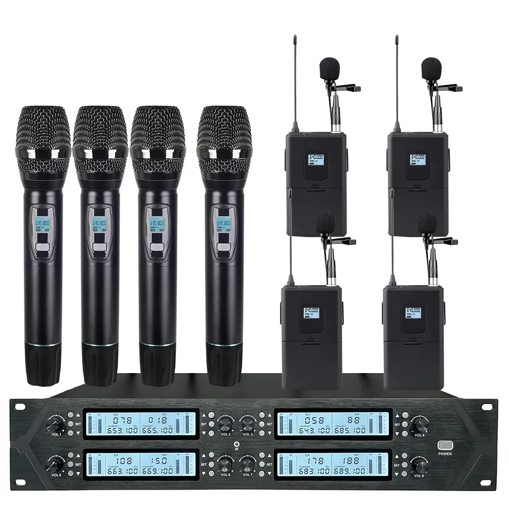 BG-840U 8 Channels Wireless Microphone Uhf Fm Wireless Microphone For Kareoke