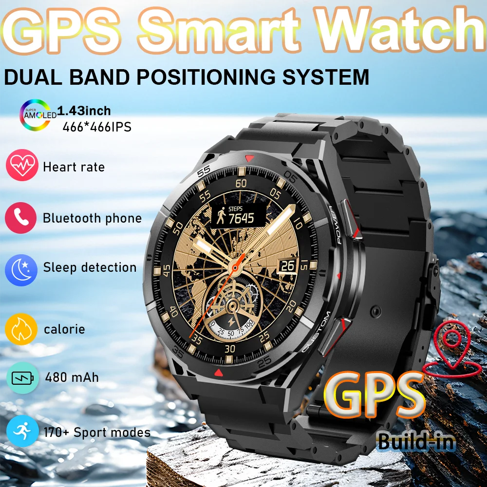 

Новинка 2025 года для HUAWEI, двухдиапазонный спутниковый GPS, спортивные умные часы, 1,43 дюйма, AMOLED-экран, компас BT 10ATM, водонепроницаемый смарт-браслет SWIM