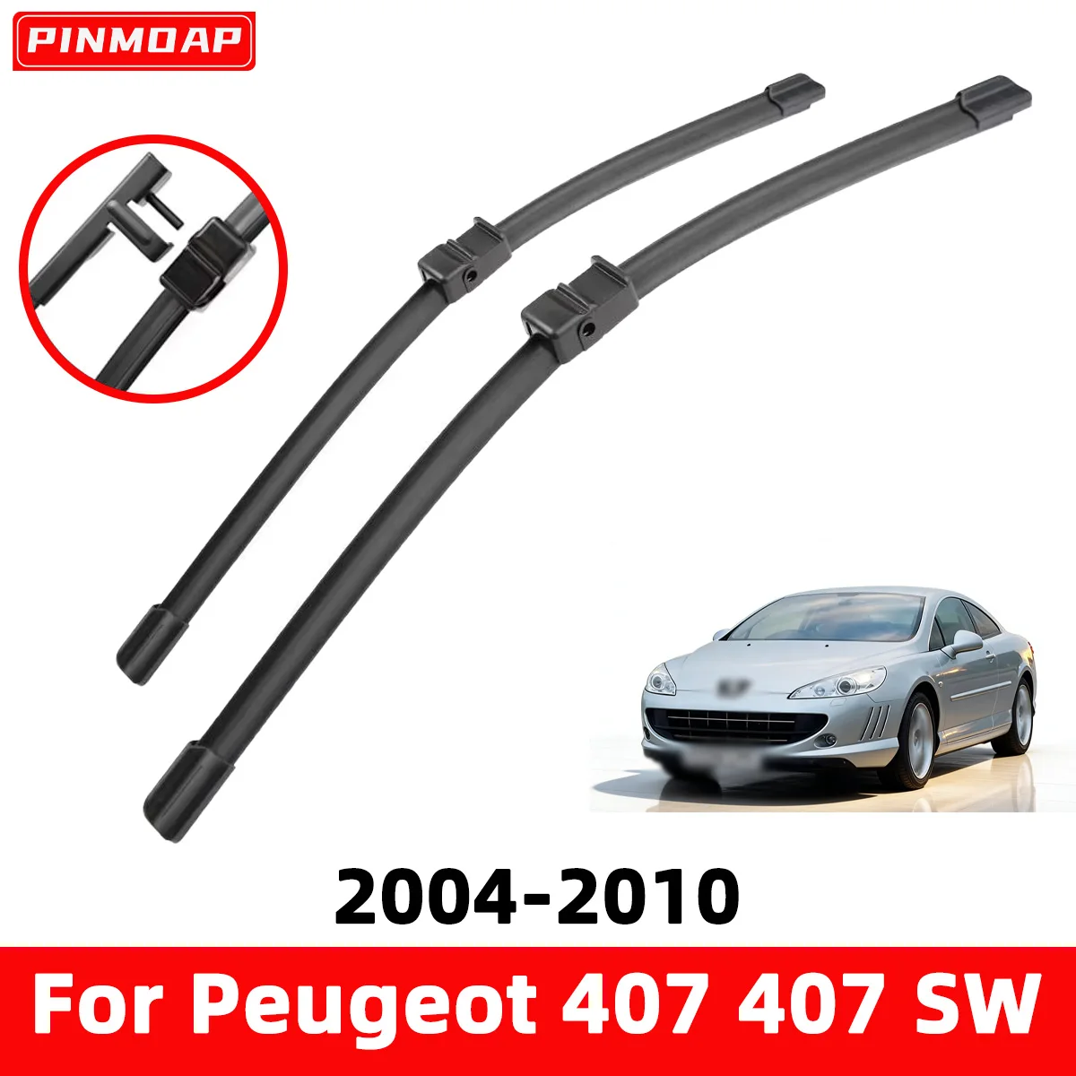 

PINMOAP 2PCS Car Windshield Wiper Is Suitable For Peugeot 407 407 SW 2004-2010 Rubber Strip Accessories 2005 2006 2007 2008 2009