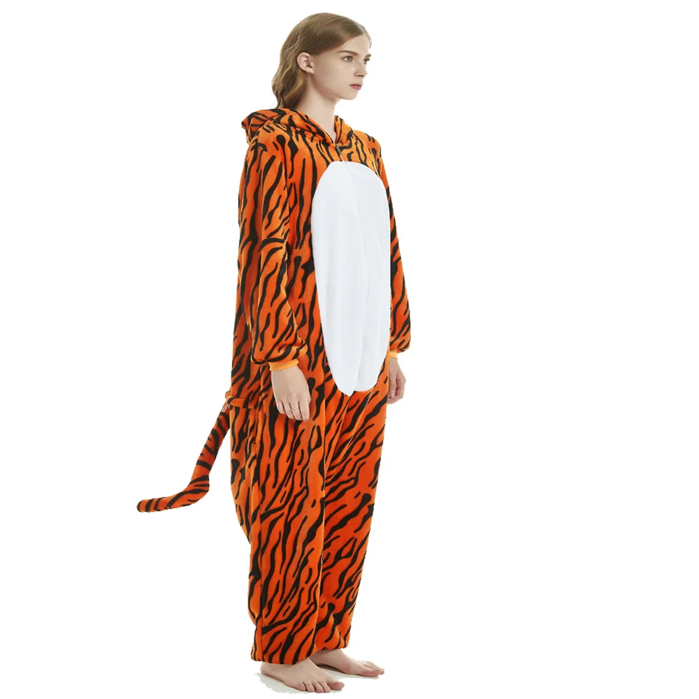 150-195cm Soft Warm Winter Sleep Jumpsuit for Men Women Animal Onesie Brown Kigurumi Tiger Pijama Cosplay Adult One Piece Pyjama