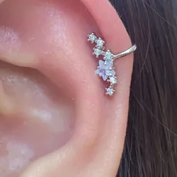 Silver Color Simple Punk Metal Zircon Ear Cuff Clip on Earrings for Women No Pierced Crystal Star Earcuff Ear Wrap Clips Jewelry