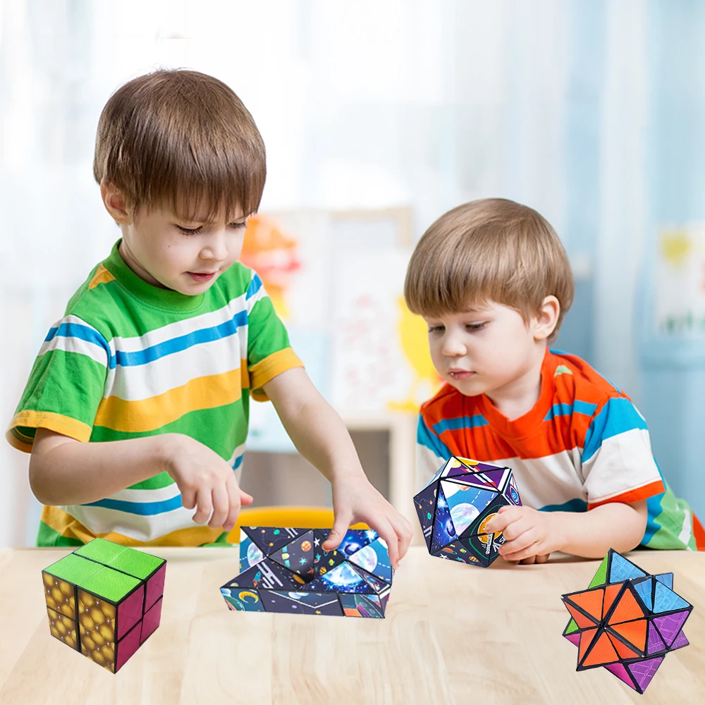 Magic Cubo Fidget Toys for Kids Geometric Changeable Magnetic Anti Stress 3D Hand Flip Puzzle Cubo Creative Boy Toys Xmas Gifts