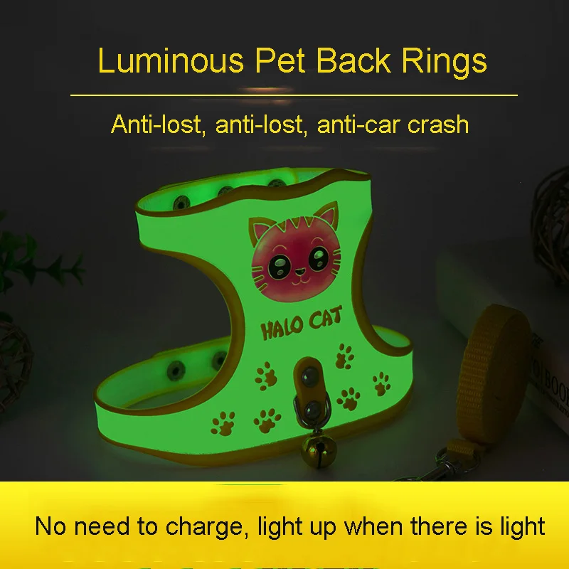 Luminous Pet Cat Night Chests Harness and Leash Set for Small Dog Puppy Kitten Strap Vest Chain Lead Accessories Products Items