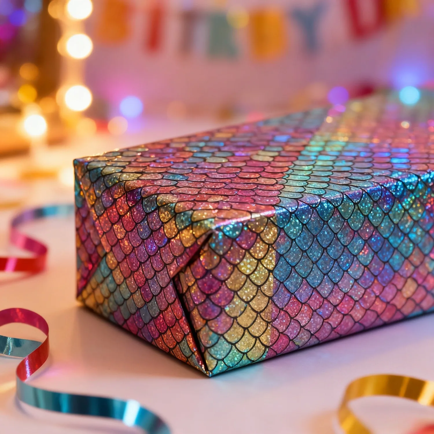 Mermaid Wrapping Paper, Fish Scale Wrapping Paper - Recyclable Paper, Suitable for Birthdays and Parties (43x300 Cm)