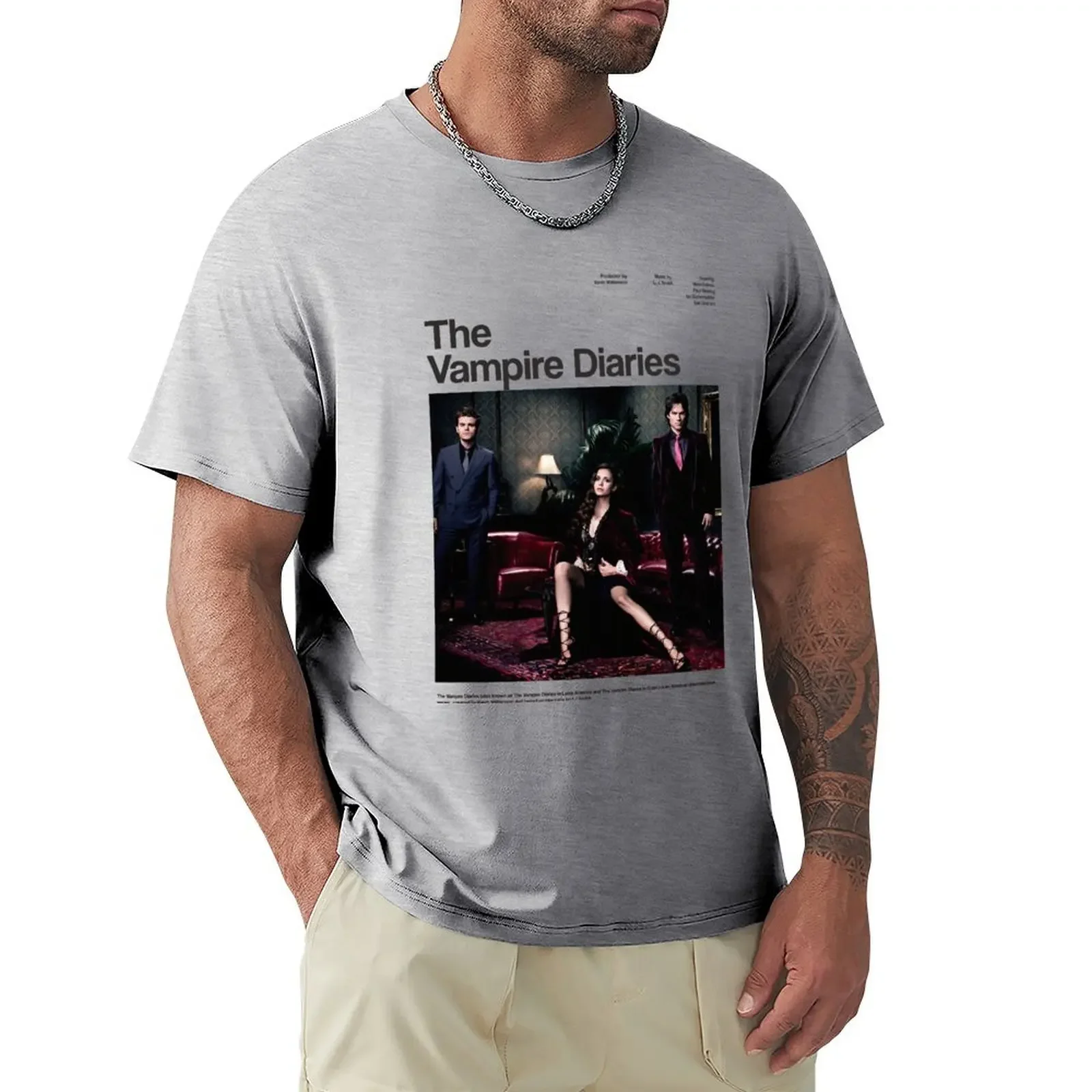 The Vampire Diaries series poster T-Shirt plain custom t shirt men workout shirt