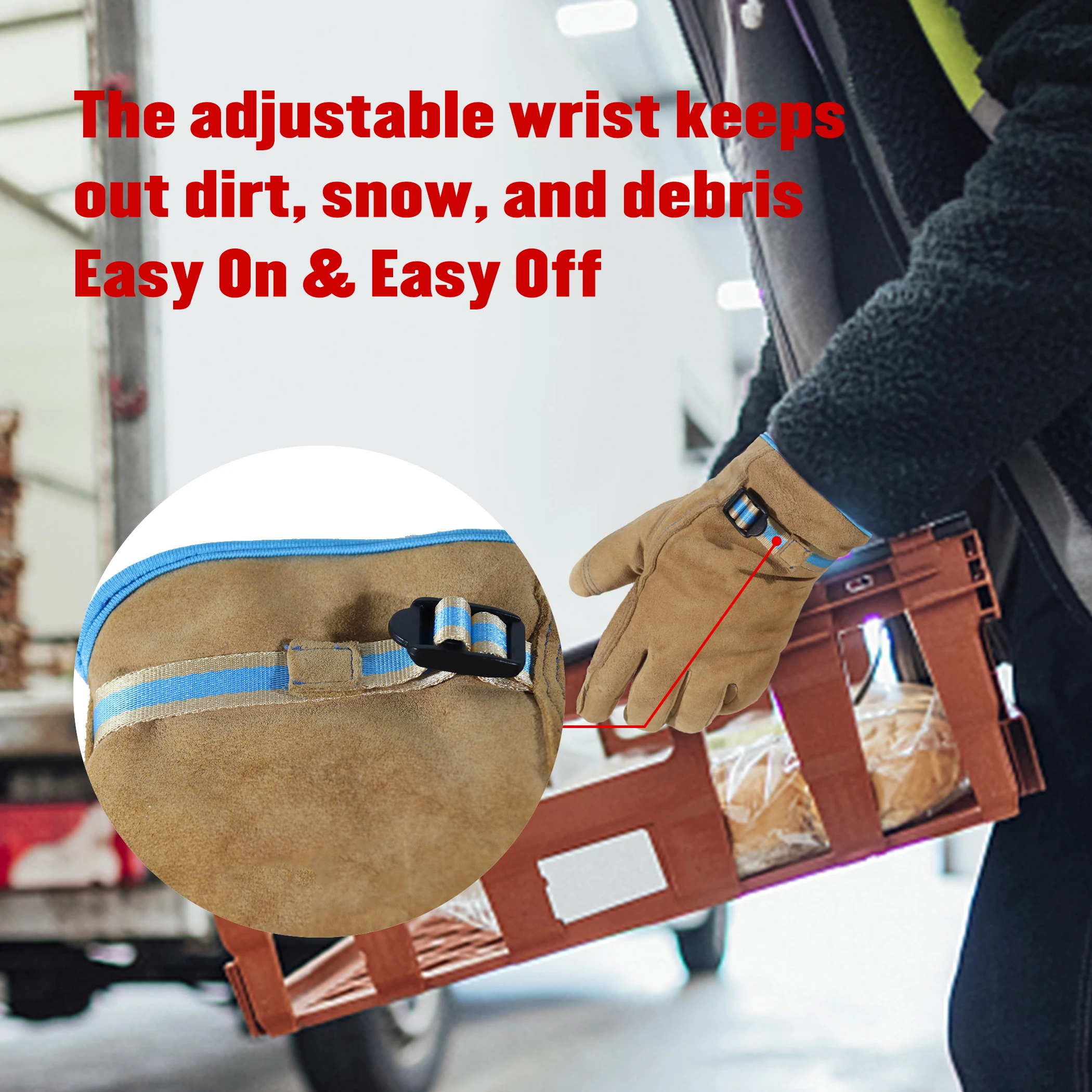 HANDLANDY Gants de travail d'hiver pour hommes et femmes, gants de travail en cuir véritable isolés par temps froid hydrofuges