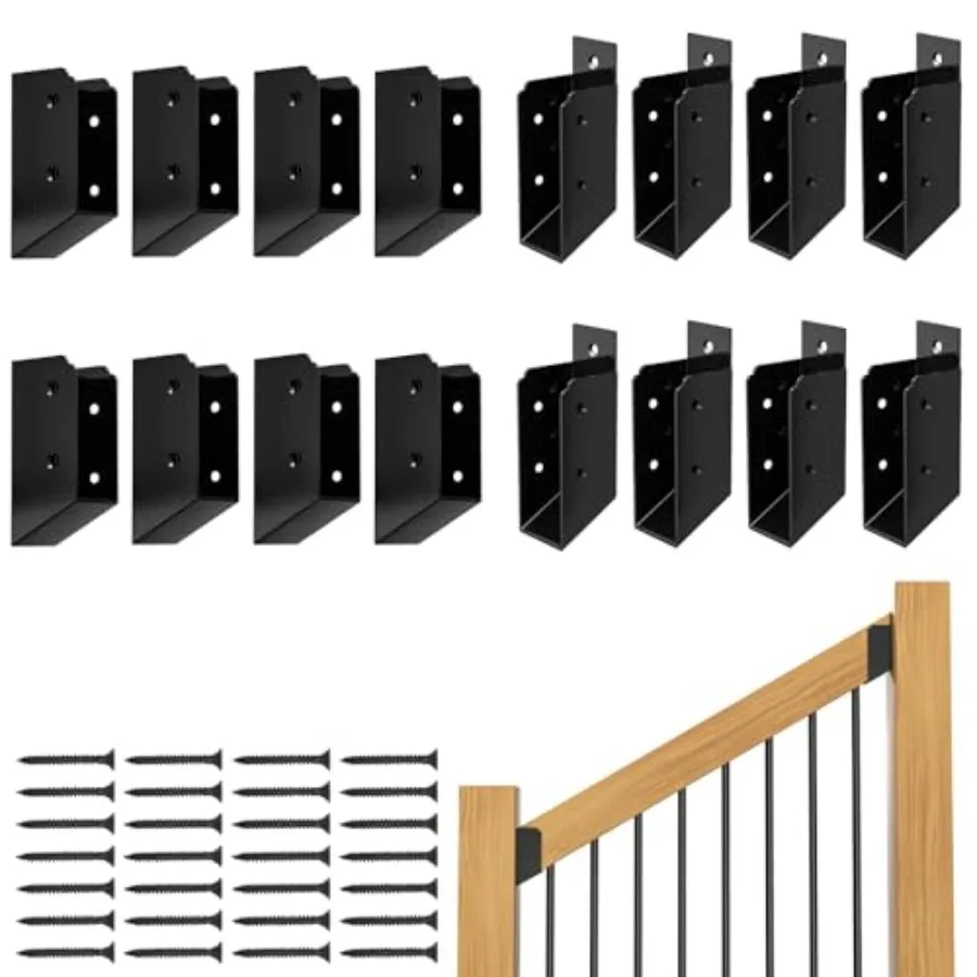 

30° Stair Angle Stainless Steel Deck Railing Brackets Connectors for 2"x4" Actual 1.5"x3.5" Railing Wood Post Stair Fence Raili