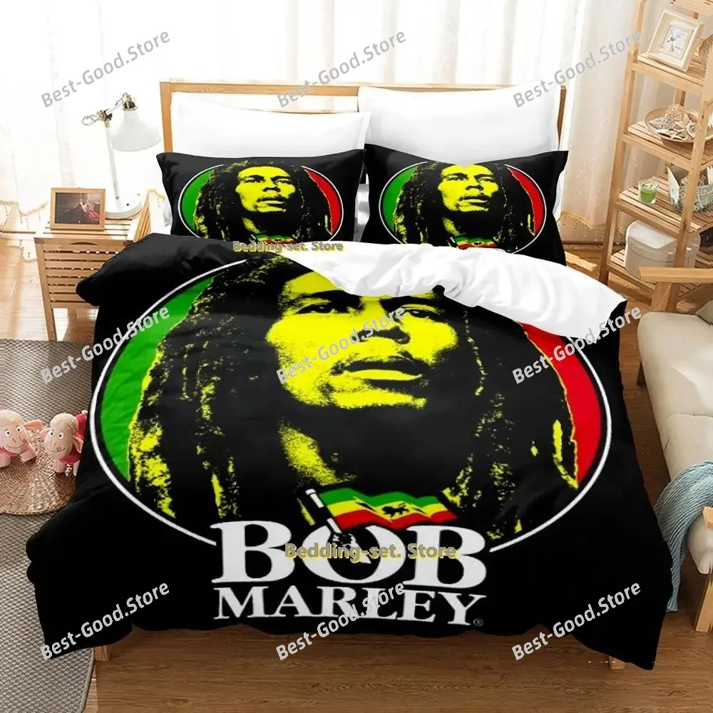 Singer Bob Marley Bedding Set Cartoon Anime three-piece Set Adult Kid Bedroom Duvetcover Sets Cool Print Letto Matrimoniale